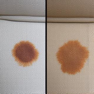 Fabric stain removal before and after results comparison